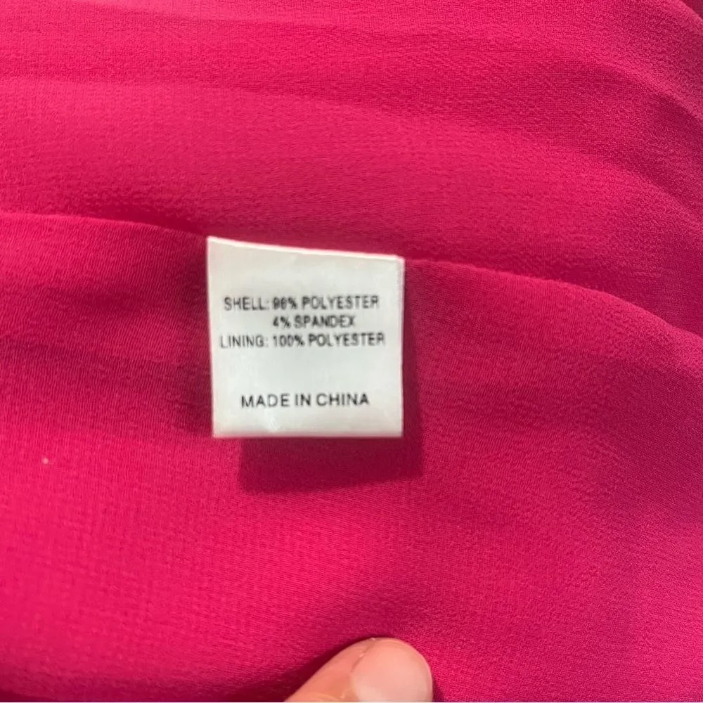 Duffield Lane Ruffle Sleeve Lined Midi Dress Raspberry Pink Size XS